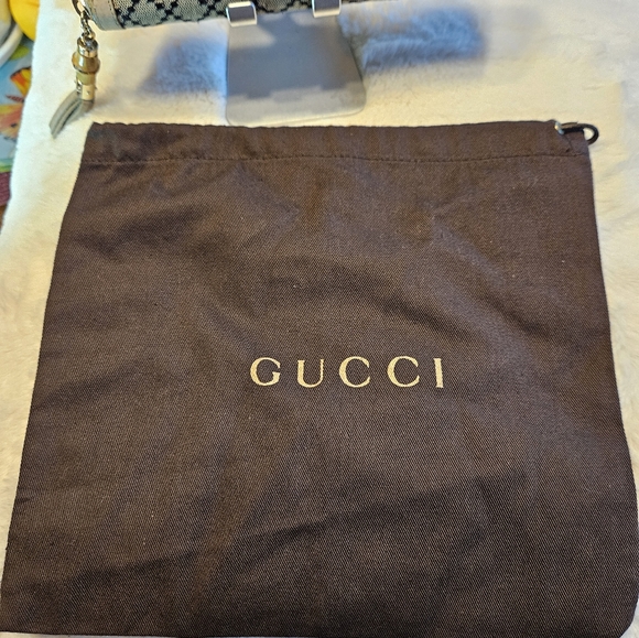 GUCCI DIAMANTE Zip Around Wallet Bamboo Tassel Silver Satin - Picture 15 of 16